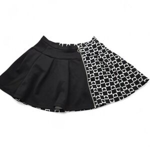 Hot Topic Black Heart Checkerboard Split Pleated Mini Skirt O-Ring Zipper LG Fun